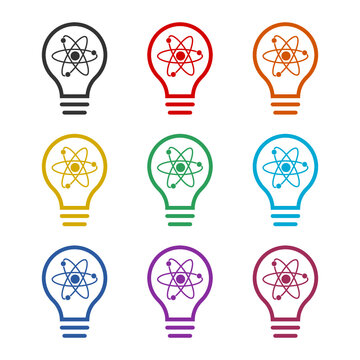 Creative Bulb Brain Logo Design Temptate color icon set