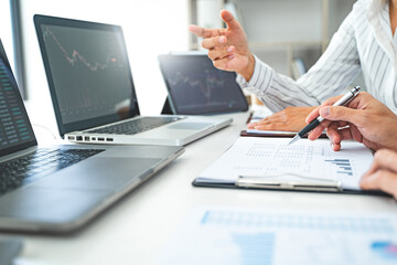 Investment planing and strategy concept, Financial data analysis graph business analytics and intelligence&nbsp;of finance performance.