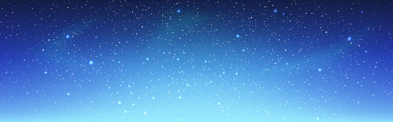 Naklejka na ściany i meble Cosmos wide texture. Space blue background with white stars. Long starry universe. Magic galaxy. Cosmic backdrop with milky way. Vector illustration