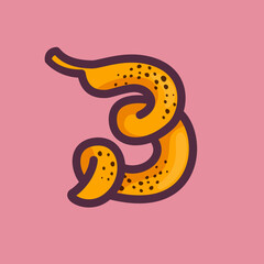 Number three logo made of banana.