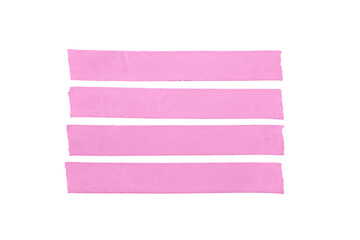 Group of four pink blank cloth tape isolated on white background. Mock up template