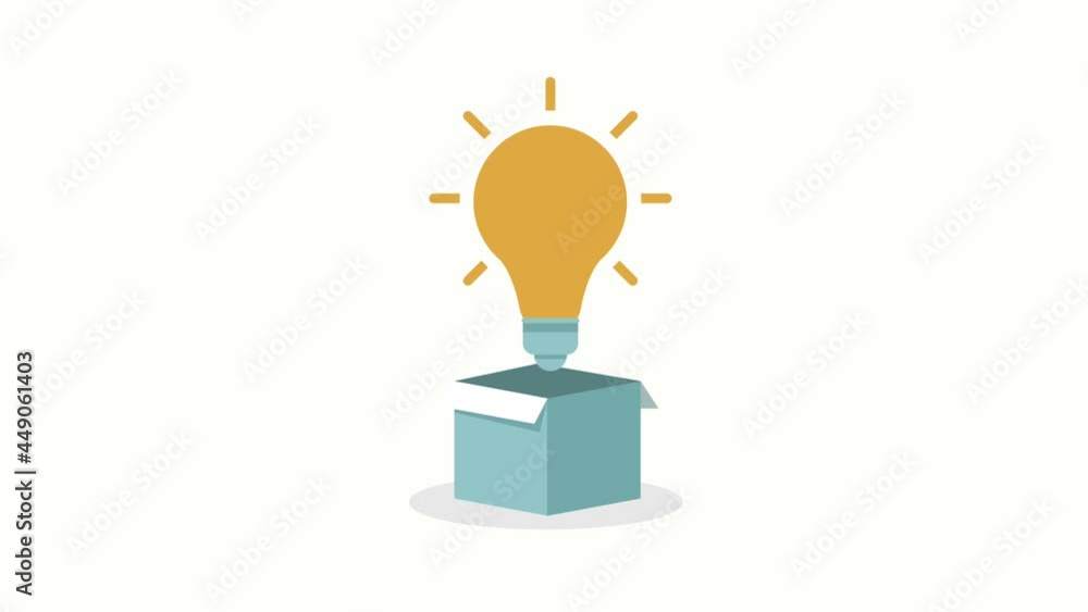 Poster creative process animation with bulb in box