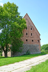 Fototapeta na wymiar Fragment of the forburg of the Preussisch-Eylau castle on a summer day. Bagrationovsk, Kaliningrad region