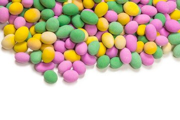 Group of colorful peanuts in glaze.