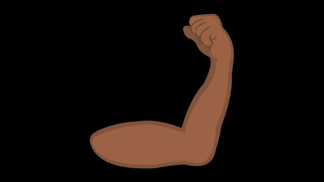 Looped animation of a brown arm contracting its bicep, on a transparent background