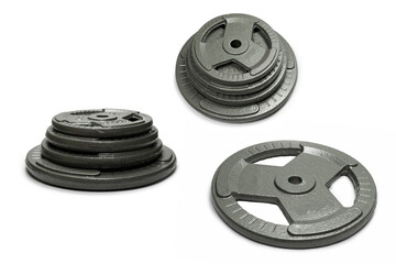 Weight plates isolated on a white background.