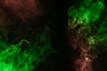 Green and pink steam on a black background.