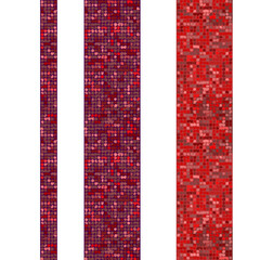 Seamless abstract mosaic geometrical red borders. Vector set for design.