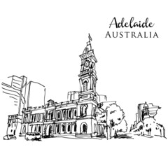 Fototapeta premium Sketchy illustration of Victoria Square in Adelaide, Australia
