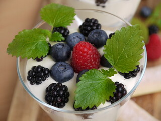Waldbeeren-Creme mit Löffelbiskuits