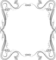 Decorative floral vintage frame from outlines flexible cornflowers with buds and leaves