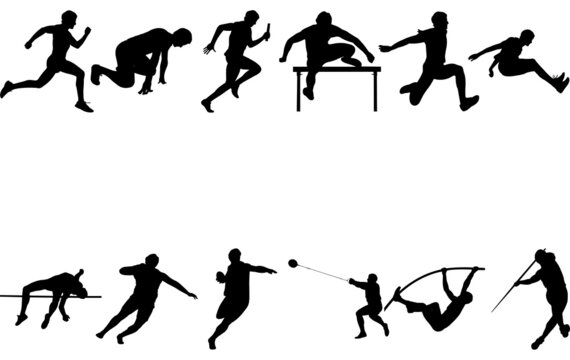 Track and Field Men Silhouette Vector 