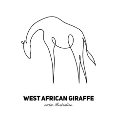 Giraffe outline. Continuous single line. Animal contour. Linear logo