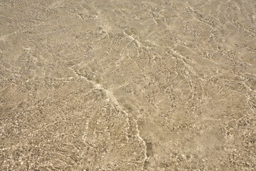 Surface of clear water on tropical sandy beach in Crete Greece.