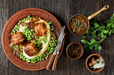 english meatballs, faggots with potatoes and peas