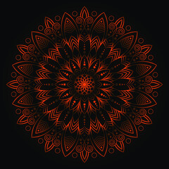 bohemian gold mandala print, antistress coloring book, tattoo design oriental or indian, islamic mysterious hand drawn ornament for meditation or yoga vector illustration. Black and gold color