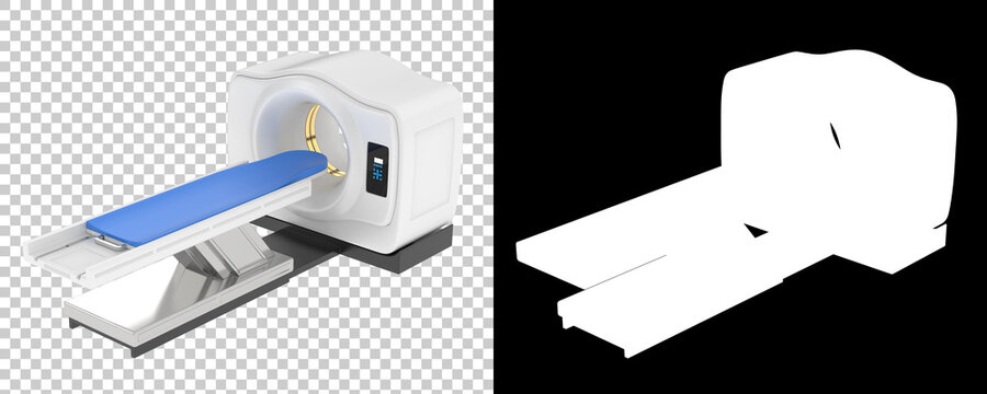 MRI scanner isolated on background with mask. 3d rendering - illustration