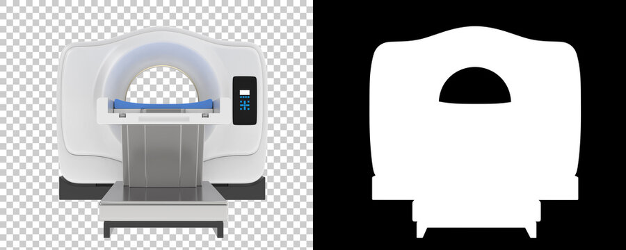 MRI scanner isolated on background with mask. 3d rendering - illustration