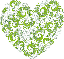 Vector image of floral heart shape from decorative  lilies of the valley flowers
