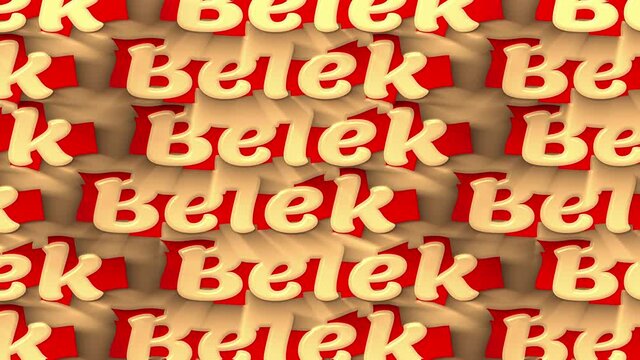 Belek. Kinetic text looped background. 4K video. text moving left, right. Color kinetic Turkey Belek loop 4K background for trendy advertising campaign, resort adv, travel promo, notice.