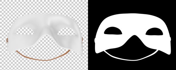 Blank party mask isolated on background with mask. 3d rendering - illustration