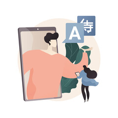 Online language tutoring abstract concept vector illustration.