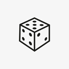 Dice cube 3D icon for mobile and web games UI line design, gambling, chance games concept.