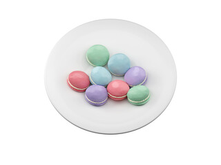 French Colorful Macarons Colorful Pastel Macarons Whitr Pink and Brown Macaron with Fresh Blueberry. 3D rendering