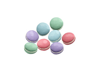 French Colorful Macarons Colorful Pastel Macarons Whitr Pink and Brown Macaron with Fresh Blueberry. 3D rendering