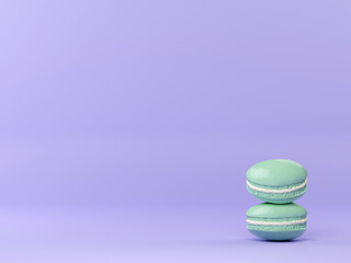 Fototapeta na wymiar French Colorful Macarons Colorful Pastel Macarons Whitr Pink and Brown Macaron with Fresh Blueberry. 3D rendering