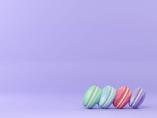 French Colorful Macarons Colorful Pastel Macarons Whitr Pink and Brown Macaron with Fresh Blueberry. 3D rendering