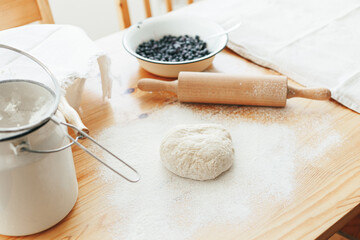 Process of making sweet varenyky vareniki pierogi with berries traditional ukrainian food. High quality photo