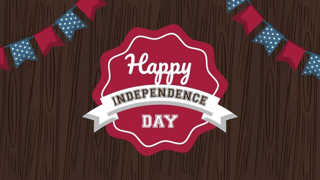 usa independence day celebration lettering in lace with garlands