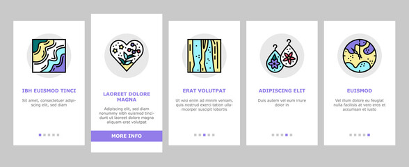 Resin Art Creation Onboarding Mobile App Page Screen Vector. Chemical Liquid And Powder, Scotch Tape And Container, Gloves And Protective Facial Mask For Resin Art Illustrations