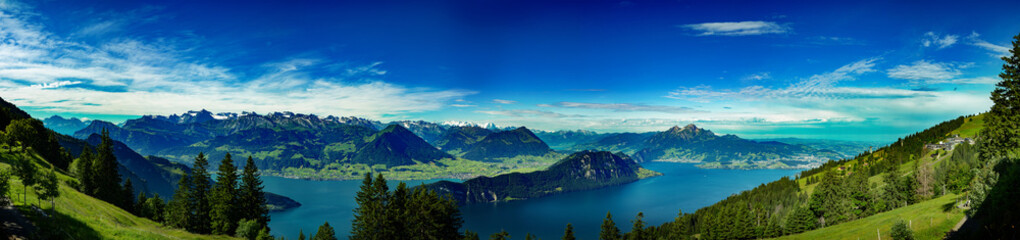 Panorama from Rigi with view of swiss alps. Holiday destination!