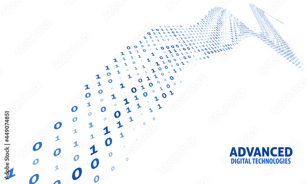 Poster Advanced Digital Technologies template. Stream of binary code