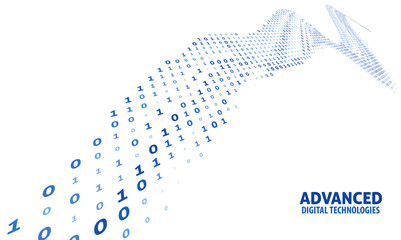 Advanced Digital Technologies template. Stream of binary code