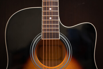 Acoustic guitar. Music theme background.