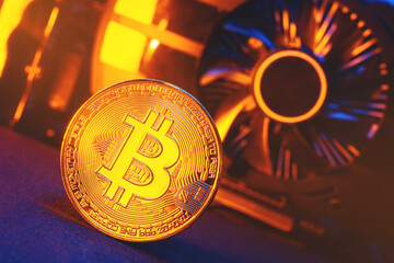 Bitcoin mining concept. Mining farm.