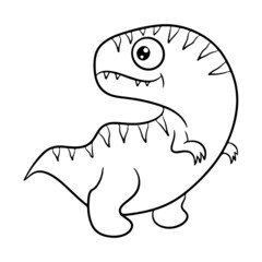 Dinosaur. Black and white vector illustration for coloring. Children's educational game. Vector, flat cartoon style.
