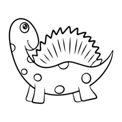 Dinosaur. Black and white vector illustration for coloring. Children's educational game. Vector, flat cartoon style.