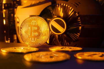 Bitcoin mining concept. Mining farm.