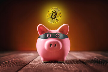 Bitcoin cryptocurrency piggy bank robbery