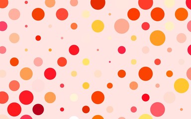 Light Red, Yellow vector Blurred bubbles on abstract background with colorful gradient.