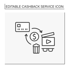 Cinema line icon. Refund small percentage of money on ticket price and services in cinema. Cashback service concept. Isolated vector illustration. Editable stroke