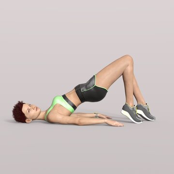 3D Rendering of an isolated woman doing sport exercise