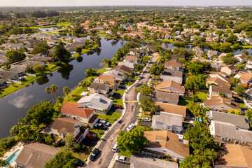 Aerial photo homes in Sunrise Weston Florida USA