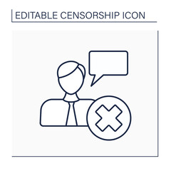 Cancel culture line icon. Call-out culture. Limiting public figures after objectionable or offensive statements. Group shaming. Censorship concept. Isolated vector illustration. Editable stroke