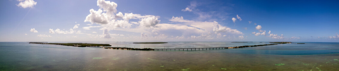 Fototapeta na wymiar Aerial panorama Florida Keys bridge landscape