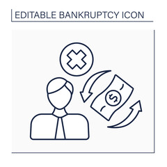 Trustee line icon. Officer of court in whom ownership of debtor property is vested for benefit of creditors.Bankruptcy concept. Isolated vector illustration. Editable stroke